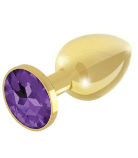 Анальная пробка, М, с камнем, золотая, 8.2 см х 3.6 см - No Taboo