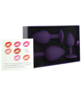 Набор анальных пробок, S-M-L, Rianne фиолетового цвета с камнями, 3 штуки - No Taboo