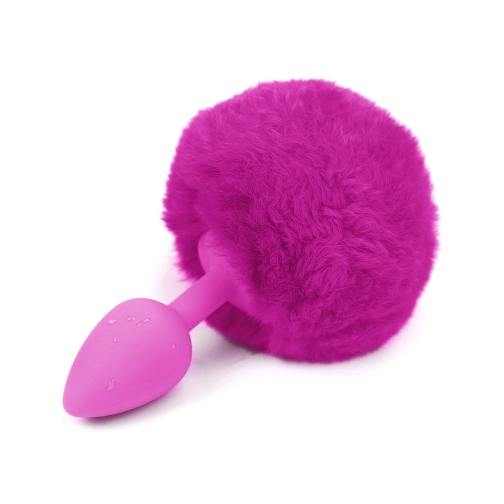 Анальная силиконовая пробка с хвостиком зайки pink S (33086), zoom