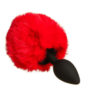 Анальная силиконовая пробка с хвостиком зайки red S - No Taboo