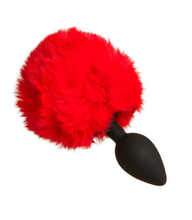 Анальная силиконовая пробка с хвостиком зайки red S - No Taboo