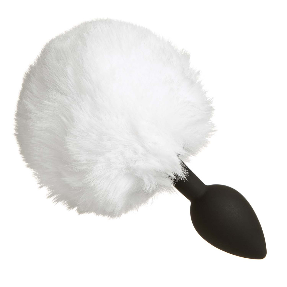 Анальная пробка IDEA SM с белым хвостиком, чёрная, 7 × 2,8 см (33082), zoom