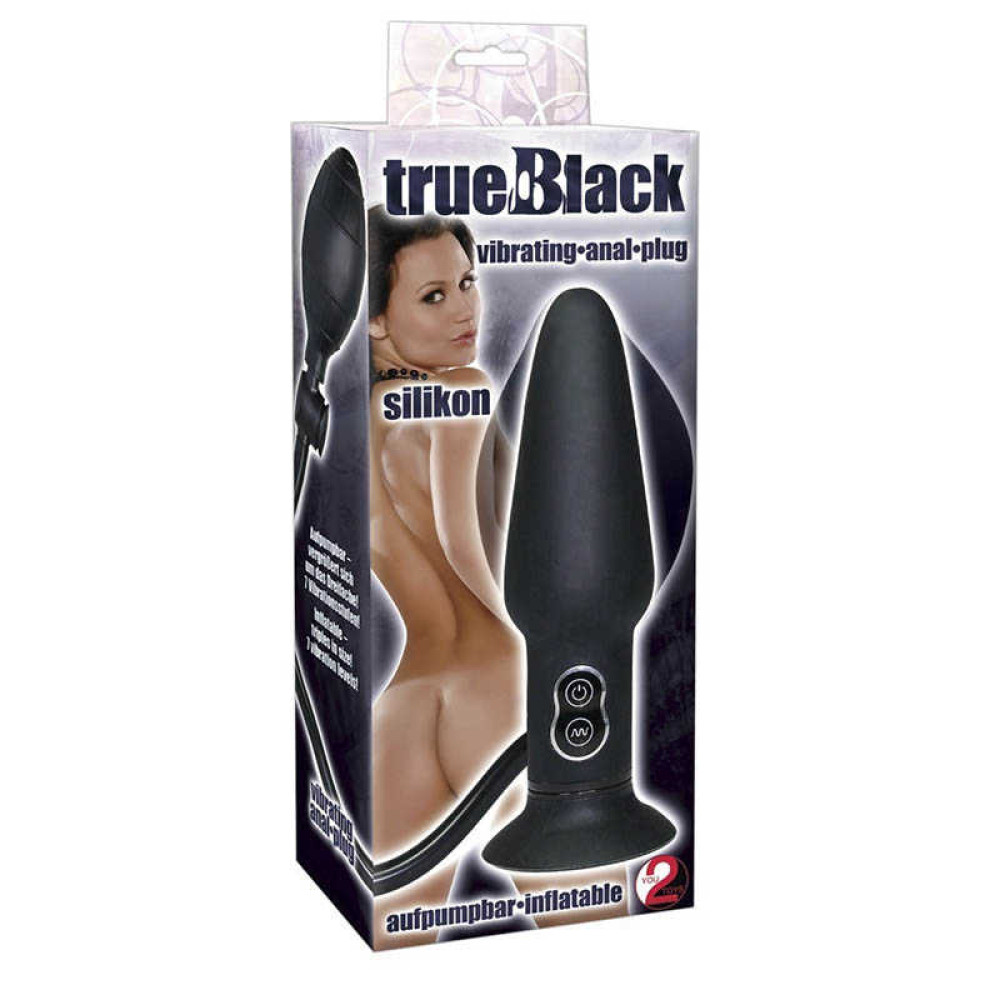 Анальна вібропробка-Розширювач " True Black Vibrating Butt Plug (14264), zoom