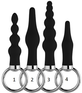 Анальные пробки BACK UP KIT BUTT PLUG BLACK 4 шт (цена за 1 штуку) - No Taboo