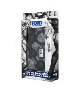 Анальні кульки Tom of Finland Cock Ring with 3 Weighted Balls - No Taboo