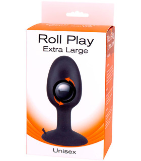 Велика анальна пробка зі зміщеним центром ваги ROLL PLAY EXTRA Large BLACK - No Taboo