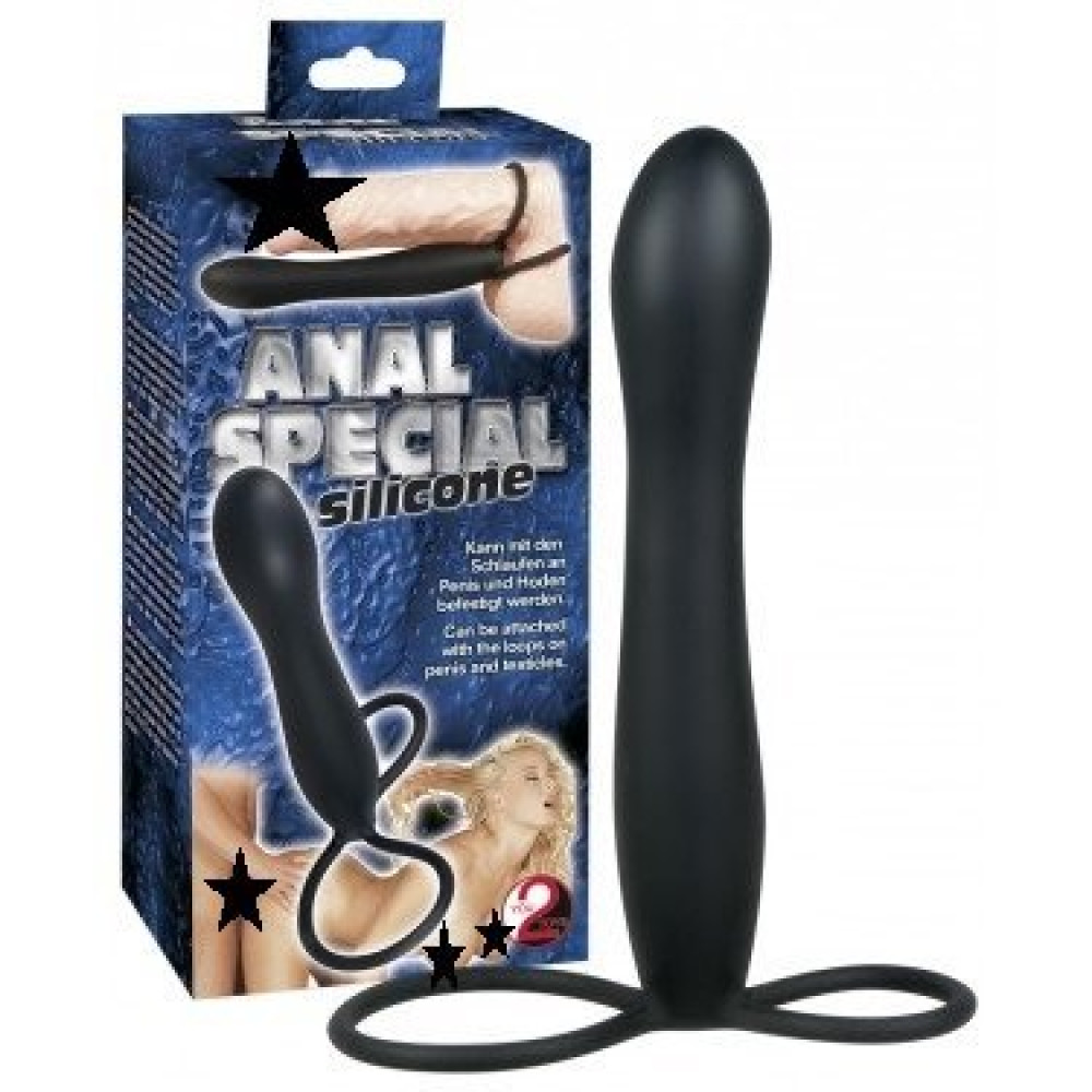 Насадка для двойного проникновения с петлей на член и мошонку Orion, черная, 15 х 2.5 см (5406), zoom