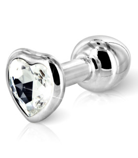 Французька анальна біжутерія з алюмінію довга ніжка зі стразою серця 7 х 3 см - No Taboo