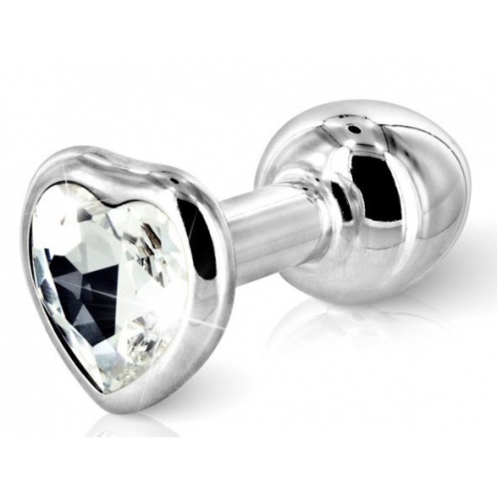Французька анальна біжутерія з алюмінію довга ніжка зі стразою серця 35 мм (29980), zoom
