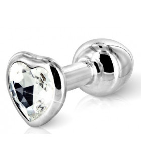 Французька анальна біжутерія з алюмінію довга ніжка зі стразою серця 35 мм - No Taboo