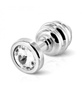 Французька анальна біжутерія з алюмінію ребриста з каменем - No Taboo