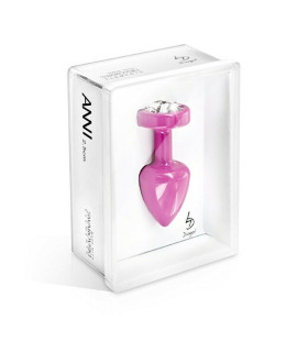 Анальная пробка с белым стразом, розовая, 25 мм - No Taboo