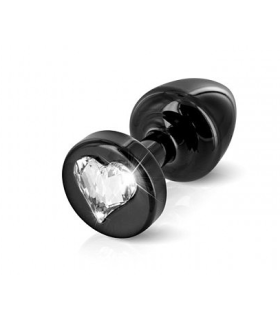 Французька анальна біжутерія з алюмінію з каменем-серце, чорна - No Taboo