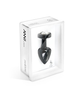 Французька анальна біжутерія з алюмінію з каменем-серце, чорна - No Taboo