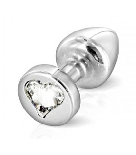Французька анальна біжутерія з алюмінію з каменем-серце, Срібна - No Taboo