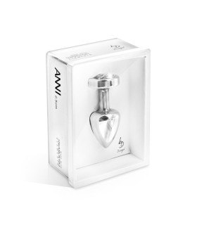 Французька анальна біжутерія з алюмінію з каменем-серце, Срібна - No Taboo