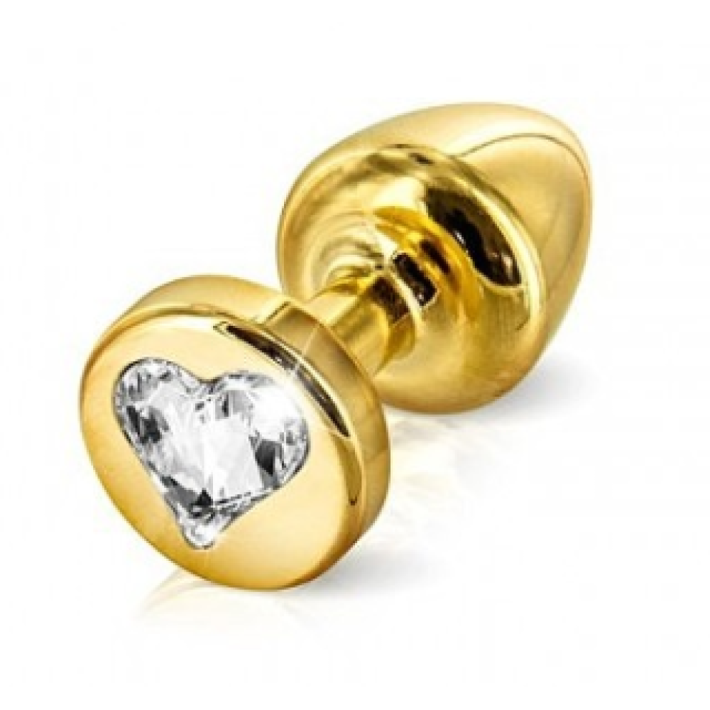 Французька анальна біжутерія з алюмінію з каменем-серце, золота (30236), zoom