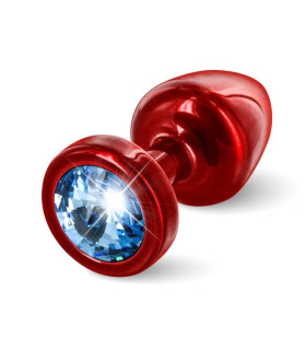 Французька анальна біжутерія з алюмінію з круглим каменем Аквамарин, Червона 25мм - No Taboo