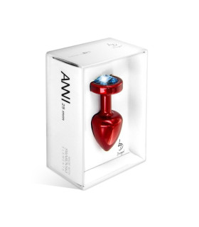 Французька анальна біжутерія з алюмінію з круглим каменем Аквамарин, Червона 25мм - No Taboo