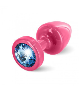 Французька анальна біжутерія з алюмінію з круглим каменем Аквамарин, рожева, 25мм - No Taboo