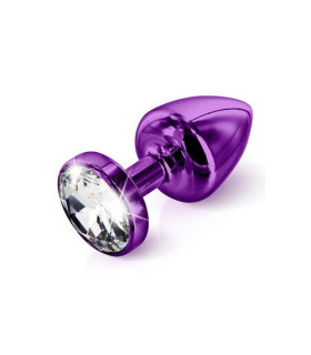 Анальная пробка S Diogol, с кристаллом Сваровски, фиолетовая, металлическая, 6 х 2.5 см - No Taboo