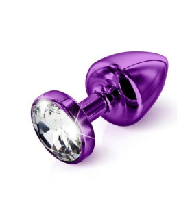 Анальная пробка L Diogol, с кристаллом Сваровски, фиолетовая, металлическая, 7 х 3.5 см - No Taboo