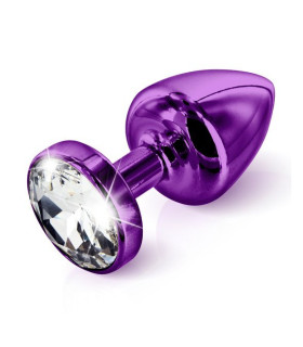 Французька анальна біжутерія з алюмінію з круглим каменем, фіолетова Середня - No Taboo