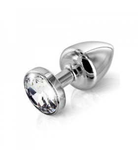 Анальная пробка M Diogol, с кристаллом Сваровски, серебряная, металлическая, 6.5 х 3 см - No Taboo