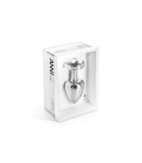 Анальная пробка M Diogol, с кристаллом Сваровски, серебряная, металлическая, 6.5 х 3 см - No Taboo