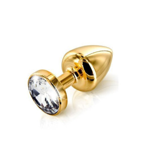 Французька анальна біжутерія з алюмінію з круглим каменем, золота 25мм - No Taboo