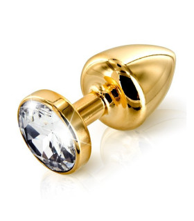 Французька анальна біжутерія з алюмінію з круглим каменем, золота Середня - No Taboo