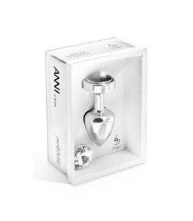 Анальна пробка Diogol сріблястого кольору, зі змінними каменями, білий / чорний, 25 мм - No Taboo