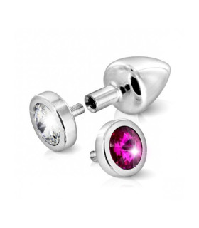 Французька анальна біжутерія з алюмінію зі змінними каменями, Білий / Фіолетовий - No Taboo