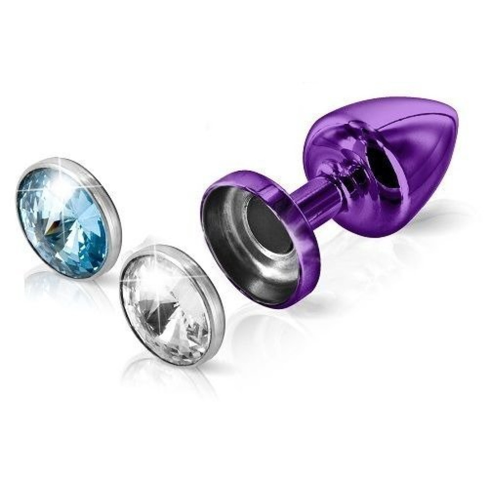 Французька анальна біжутерія з алюмінію зі змінними каменями, Кристал / Аквамарин 25мм (28516), zoom