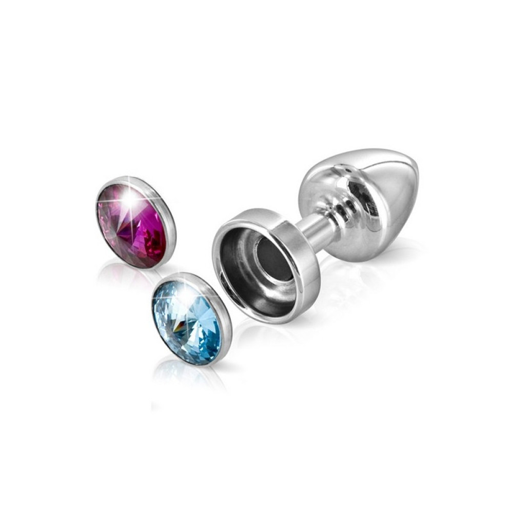 Французька анальна біжутерія, М, з алюмінію зі змінними каменями, рожевий / блакитний, 6.2 см х 3 см (34274), zoom