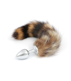 Маленька срібляста анальна пробка з хвостом єнота - No Taboo