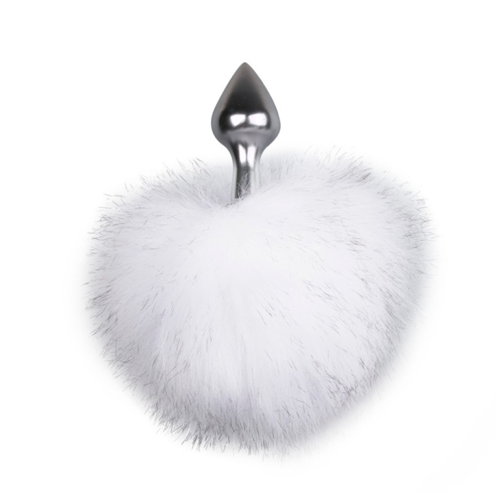 Металлическая анальная пробка с помпоном белый Bunny Tail Plug (36603), zoom