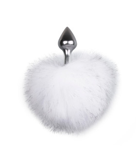 Металева анальна пробка з помпоном білий Bunny Tail Plug - No Taboo