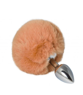 Металева анальна пробка з помпоном broun S - No Taboo