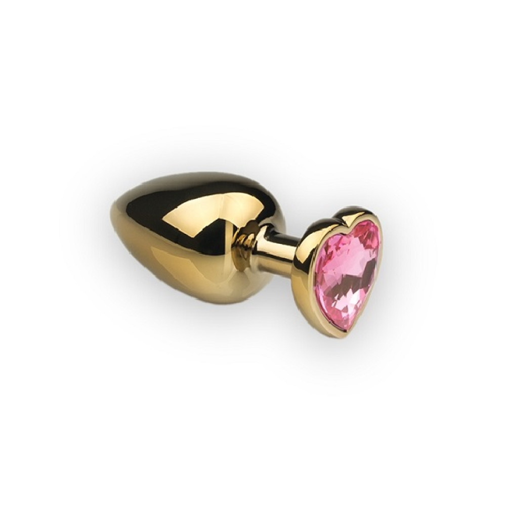 Металлическая анальная пробка, S, сердце топаз розовый (32309), zoom