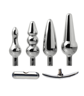 Набор металлических анальных пробок серебристого цвета, 4 шт, STEEL - No Taboo