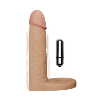 Насадка с вибрацией для двойного проникновения The Ultra Soft Double Sleeve 5,8 Vibro Flesh - No Taboo