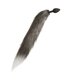 Анальна пробка IDEA SM з сірим хвостом, чорна, 7 х 2.5 см - No Taboo