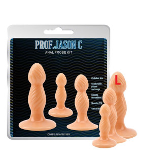 Анальная пробка рельефная, размер L, Chisa бежевая, 14.5 х 3.9 см - No Taboo