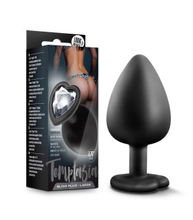 Анальная пробка с камнем Blush Temptasia, силиконовая, черная, 9.5 см х 4.4 см - No Taboo