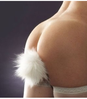 Анальная пробка хвост, размер S, Bunny Tail с помпоном черного цвета, металлическая - No Taboo