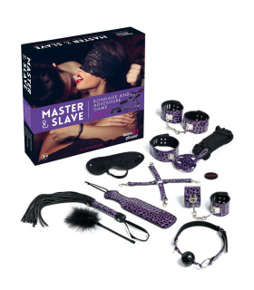БДСМ набор с заданиями, 11 предметов, черный с фиолетовым - No Taboo