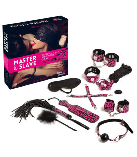 БДСМ набор с заданиями, 11 предметов, черный с розовым - No Taboo