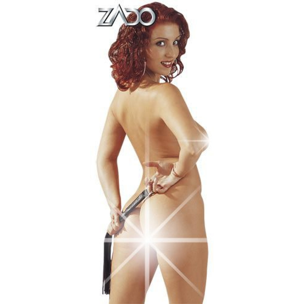 Флоггер (батіг) зі шкіри, чорного кольору, 45 см (3517), zoom