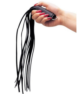 Флоггер (плетка) из кожи, черного цвета, 45 см - No Taboo